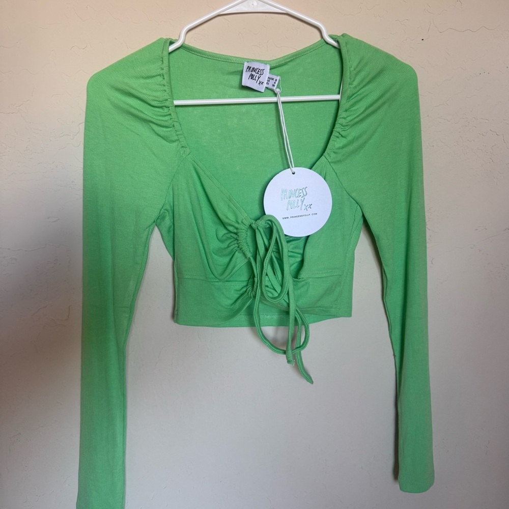 Princess Polly Lime Green Ruched Blouse | NWT